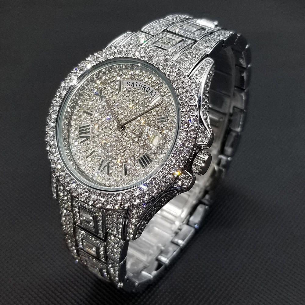 VVS Jewelry hip hop jewelry Top Luxury Fully Iced Out Baguette Watch