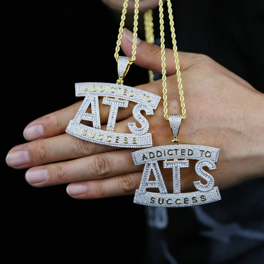 VVS Jewelry hip hop jewelry Two-tone Addicted to Success "ATS" Baguette Pendant Chain