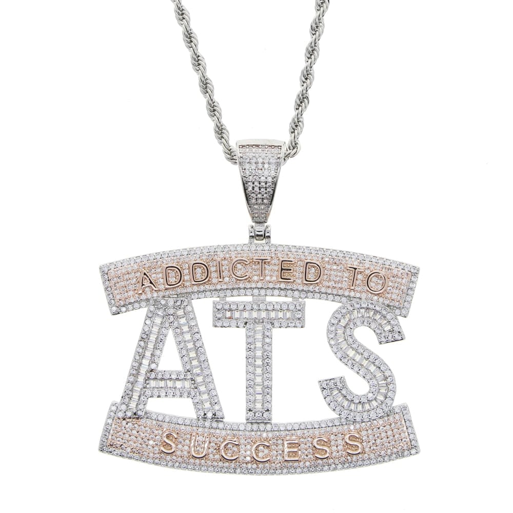 VVS Jewelry hip hop jewelry Two-tone Addicted to Success "ATS" Baguette Pendant Chain