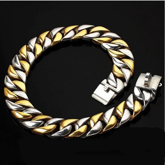 VVS Jewelry hip hop jewelry Two-Tone Cuban Link Dog Collar