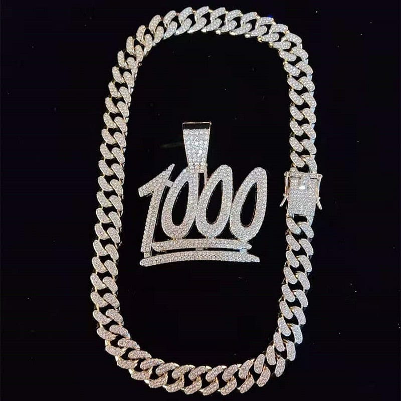 VVS Jewelry hip hop jewelry VVS Jewelry 1000 Iced Out Cuban Pendant Chain