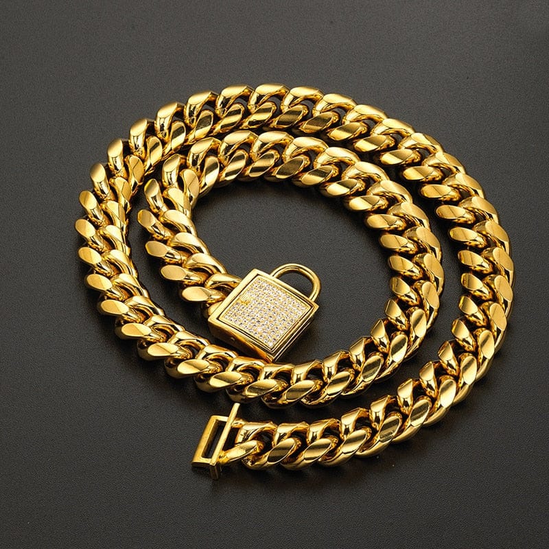 VVS Jewelry hip hop jewelry VVS Jewelry 18k Gold 14mm Luxury Cuban Link Dog Collar