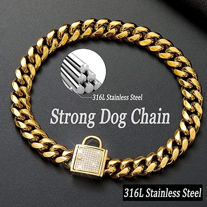 VVS Jewelry hip hop jewelry VVS Jewelry 18k Gold 14mm Luxury Cuban Link Dog Collar