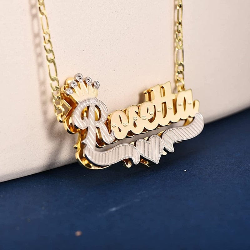 VVS Jewelry hip hop jewelry VVS Jewelry 3D Two-Tone Custom Gold Plated Name Necklace