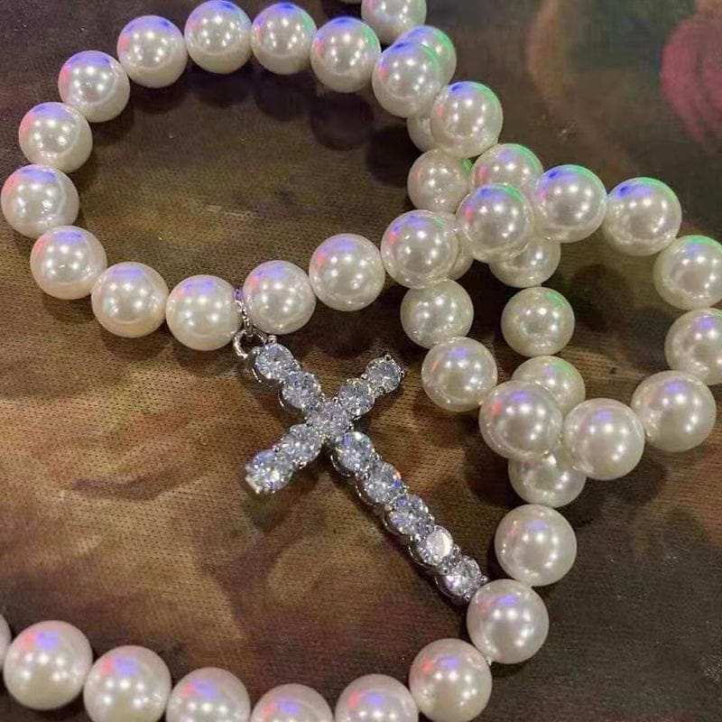 VVS Jewelry hip hop jewelry VVS Jewelry Cross Pearl Chain