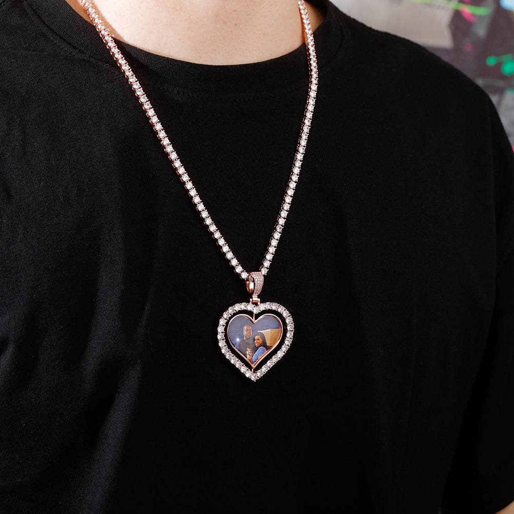 VVS Jewelry hip hop jewelry VVS Jewelry Custom Double-Sided Heart Photo Chain