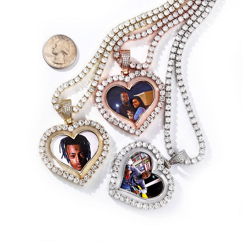 VVS Jewelry hip hop jewelry VVS Jewelry Custom Double-Sided Heart Photo Chain