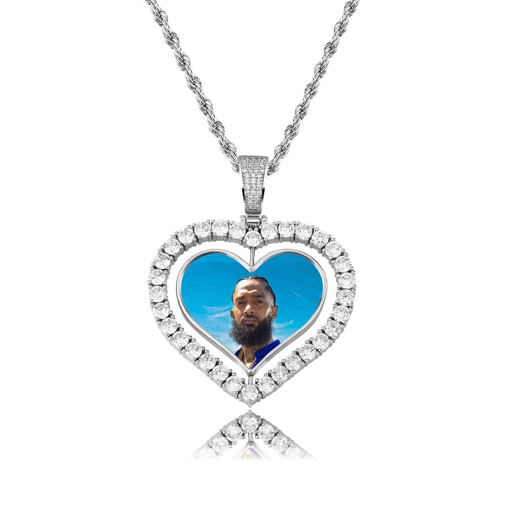 VVS Jewelry hip hop jewelry VVS Jewelry Custom Double-Sided Heart Photo Chain