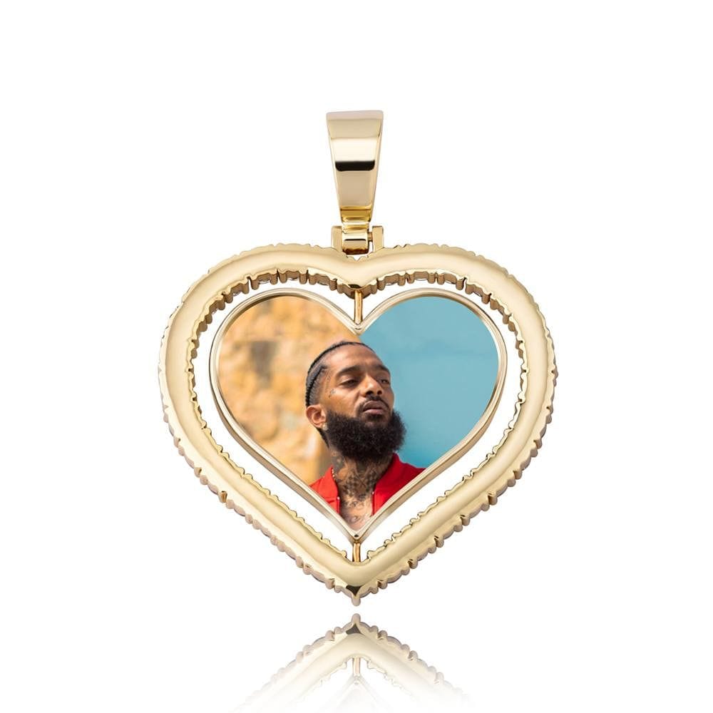 VVS Jewelry hip hop jewelry VVS Jewelry Custom Double-Sided Heart Photo Chain