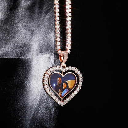 VVS Jewelry hip hop jewelry VVS Jewelry Custom Double-Sided Heart Photo Chain