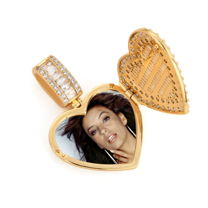 VVS Jewelry hip hop jewelry VVS Jewelry Custom Heart Locket Photo Chain