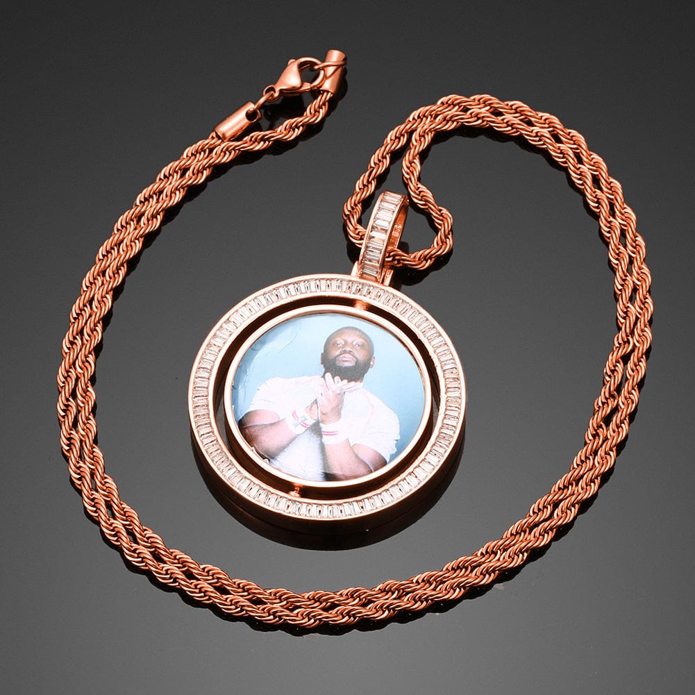 VVS Jewelry hip hop jewelry VVS Jewelry Custom Rotating Photo Medallion Pendant Chain