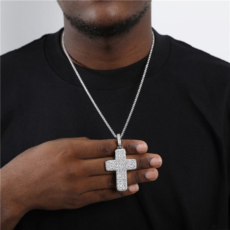 VVS Jewelry hip hop jewelry VVS Jewelry Fully Iced Ascher Cut Cross Pendant