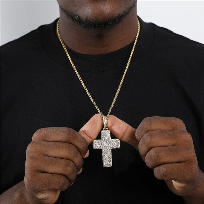 VVS Jewelry hip hop jewelry VVS Jewelry Fully Iced Ascher Cut Cross Pendant