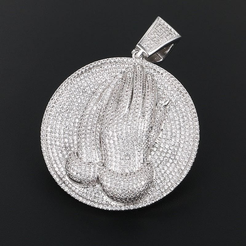 VVS Jewelry hip hop jewelry VVS Jewelry Micro Pave Circle Praying Hands