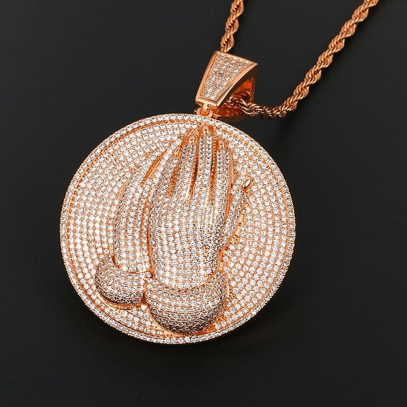 VVS Jewelry hip hop jewelry VVS Jewelry Micro Pave Circle Praying Hands