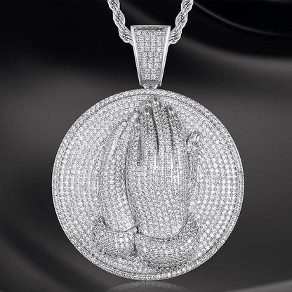 VVS Jewelry hip hop jewelry VVS Jewelry Micro Pave Circle Praying Hands