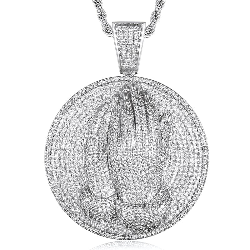 VVS Jewelry hip hop jewelry VVS Jewelry Micro Pave Circle Praying Hands