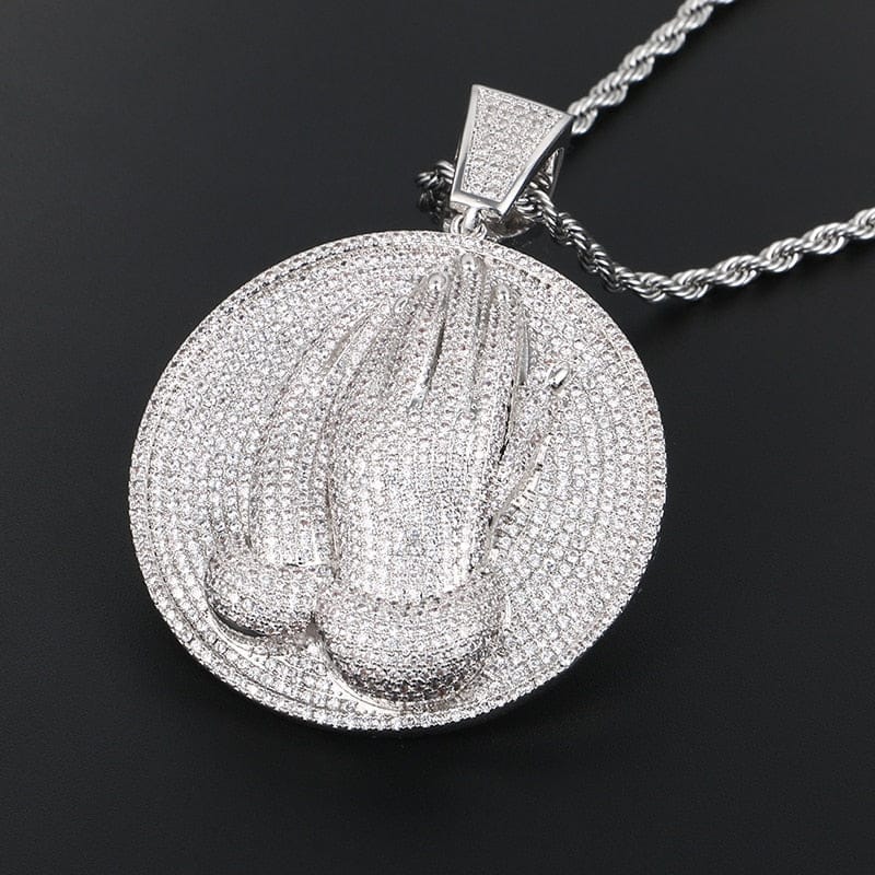 VVS Jewelry hip hop jewelry VVS Jewelry Micro Pave Circle Praying Hands