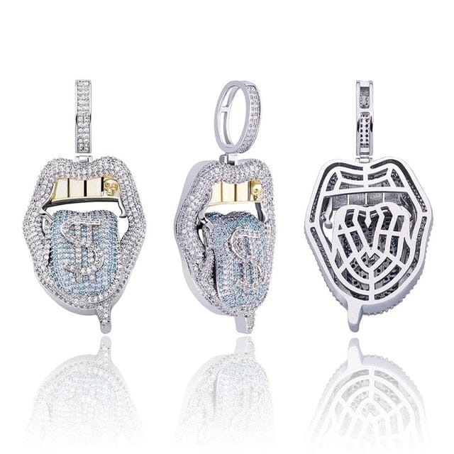 VVS Jewelry hip hop jewelry VVS Jewelry $$$ Micropaved Lip Pendant Necklace