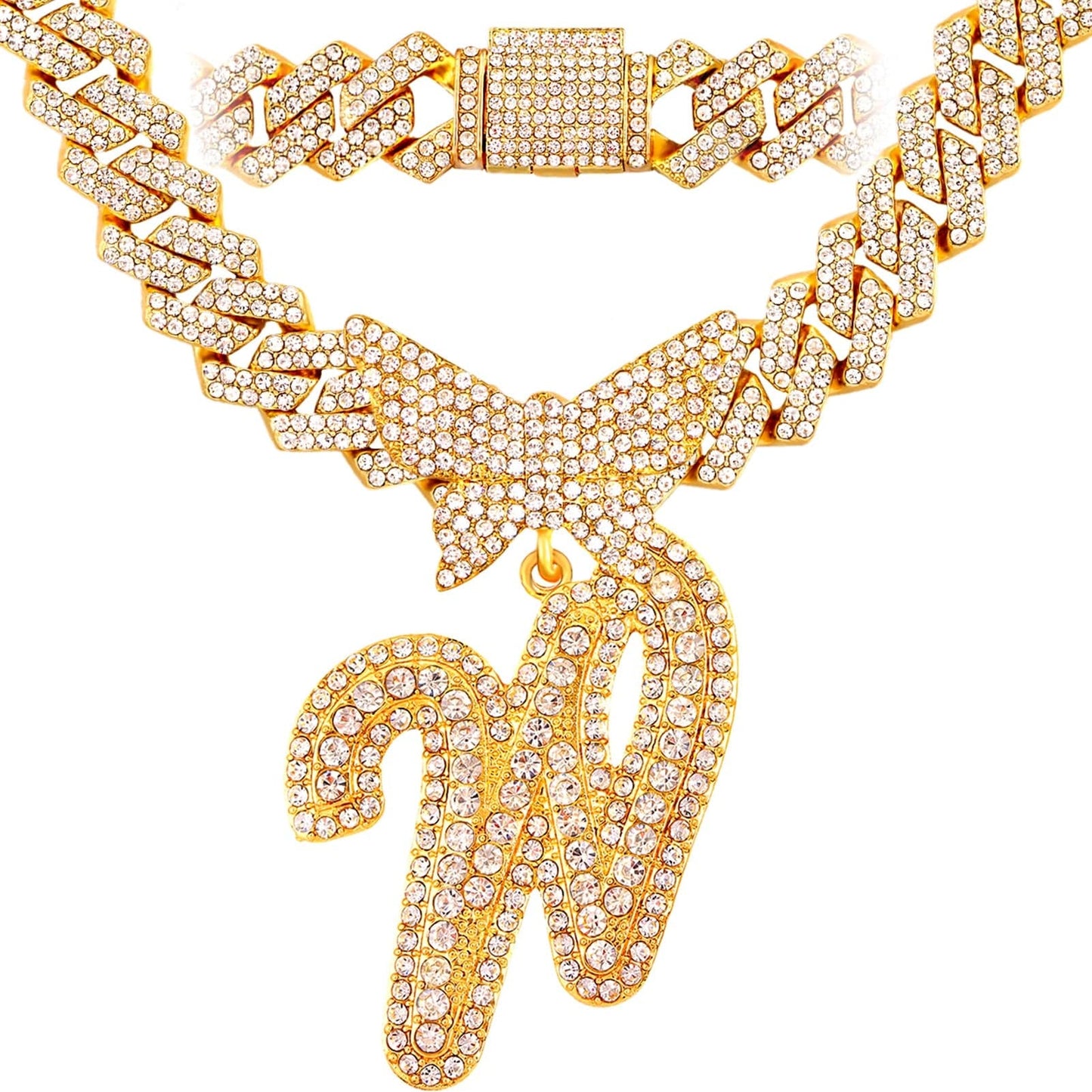 VVS Jewelry hip hop jewelry W / Gold Bling Butterfly Letter Cuban Link Chain