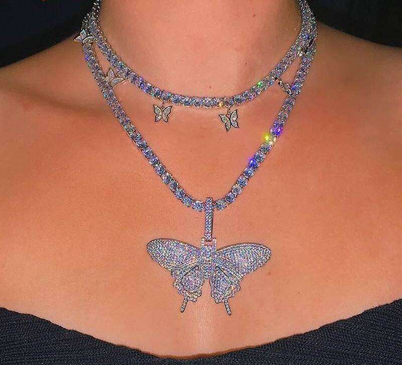 VVS Jewelry hip hop jewelry Women's Butterfly Tennis Choker - Best Quality