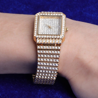 VVS Jewelry hip hop jewelry Women's Fully Iced Square Bling Watch