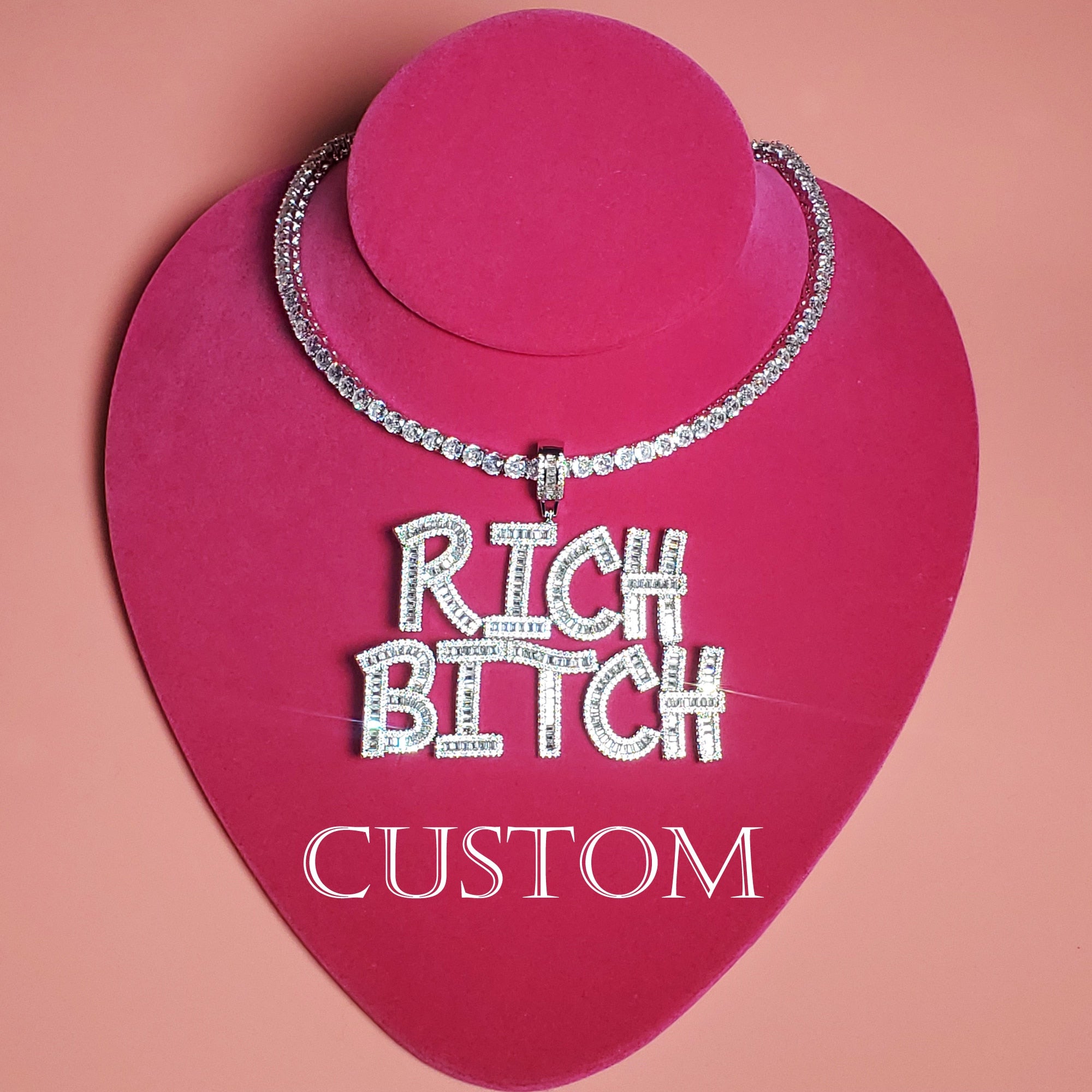 Thick Baguette Custom Letter Name Necklace